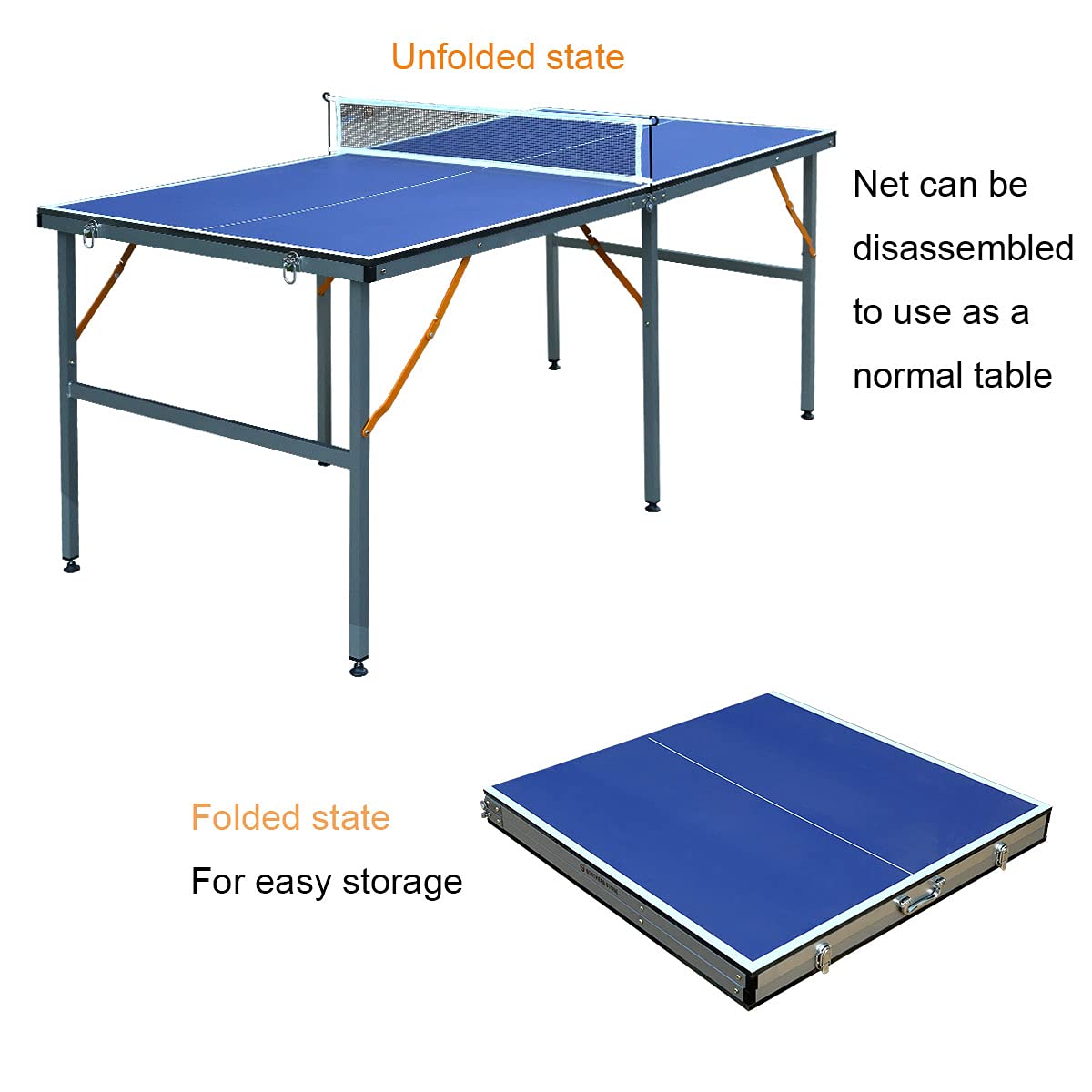 Premium Foldable Ping Pong Table Set - 100% Preassembled Indoor/Outdoor Table Tennis Game for Family Fun | Perfect for Backyard, Garage, Game Room & Office Recreation