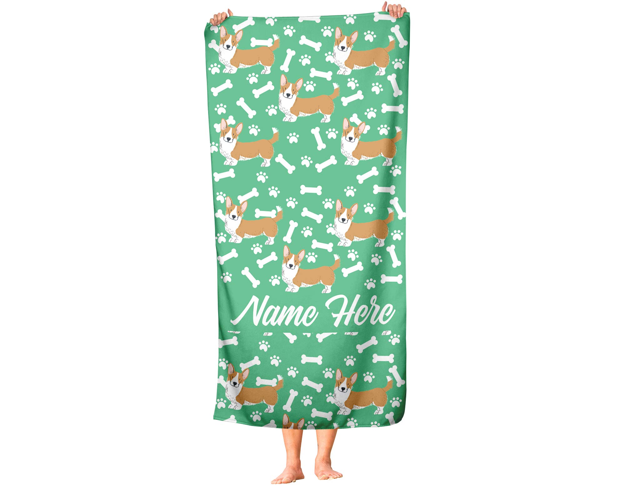 Custom Personalized Pet Corgi Towel - Soft Absorbent Travel, Beach, Pool & Bath Towels for Adults, Toddlers, Boys & Girls - Perfect for Vacation, Swimming & Spa Days