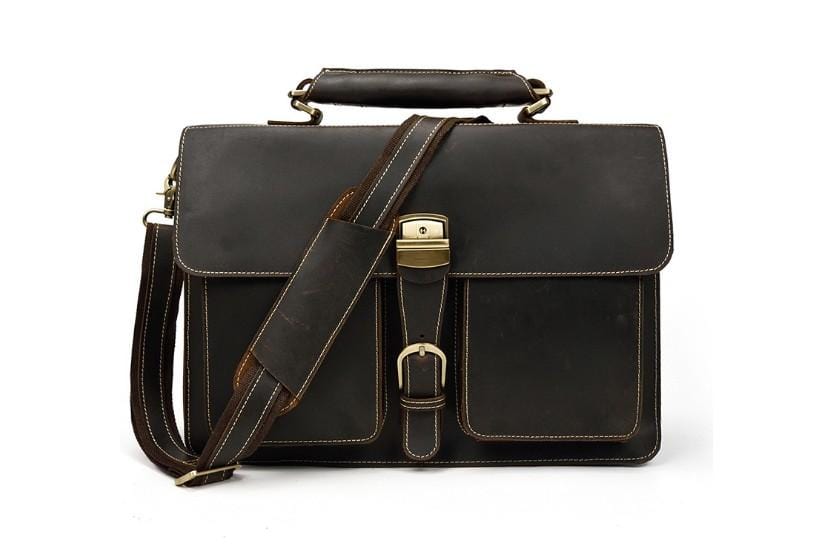 Premium Genuine Brown Leather Crossbody Messenger Briefcase Bag for Men & Women - Perfect for Work, Travel & Everyday Use