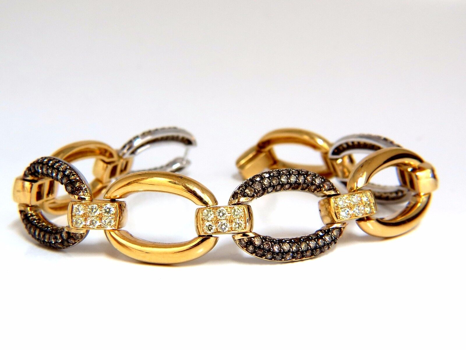 5.30ct Natural Fancy Yellow & Brown Diamond Link Bracelet in 14K Gold - Elegant Jewelry for Weddings, Anniversaries & Special Occasions