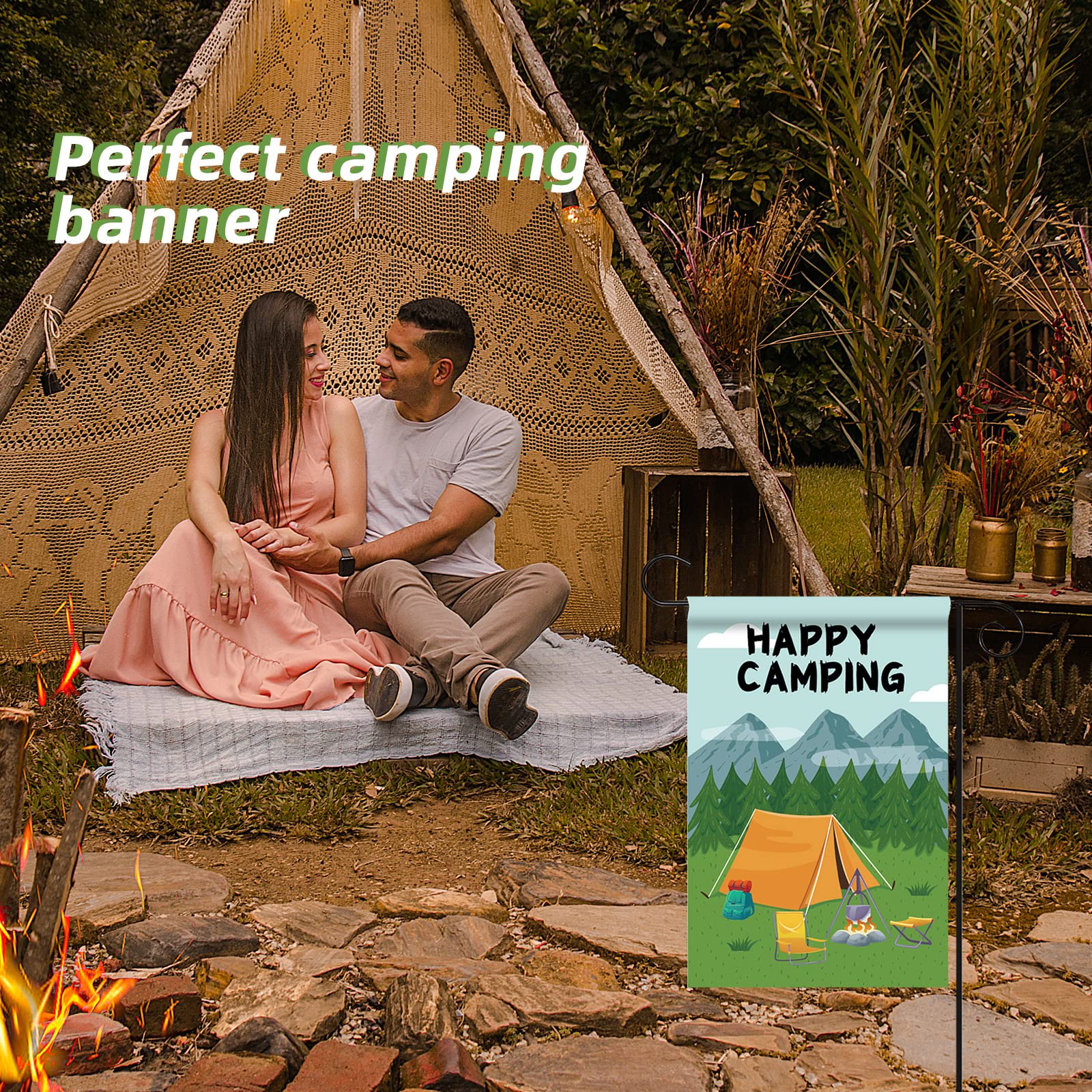 CHUYE Camper Camping Garden Flag - 12×18 Inch Outdoor Decorative Banner for RV, Trailer & Backyard - Perfect Novelty Gift for Camping Enthusiasts | Ideal for Patio, Garden & Campsite Decor