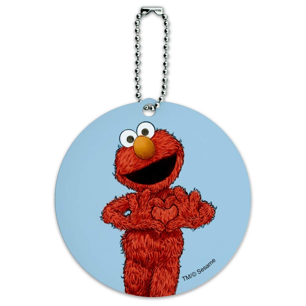 Vintage Sesame Street Elmo Round Luggage ID Tag - Cute Suitcase Name Tag for Carry-On Bags - Perfect for Kids Travel, Disney Trips & School Backpack Identification