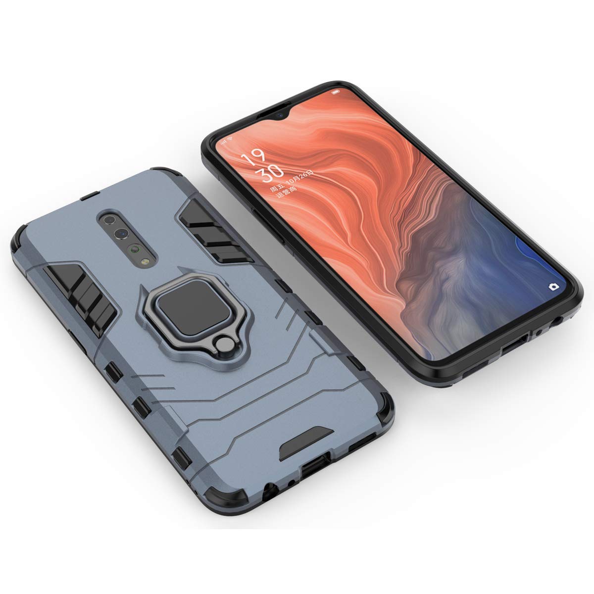 Oppo Reno Z PCDM10 PCDT10 CPH1979 Case with 360° Rotating Ring Holder & Magnetic Car Mount - Blue | Perfect for Daily Use, Commuting & Travel