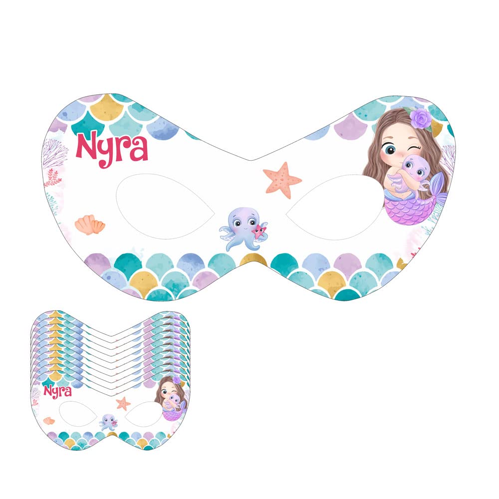 Custom Mermaid Birthday Eye Mask with Baby Name - Personalized Mermaid Party Decorations for Kids, Girls, Baby Showers & Themed Birthday Celebrations