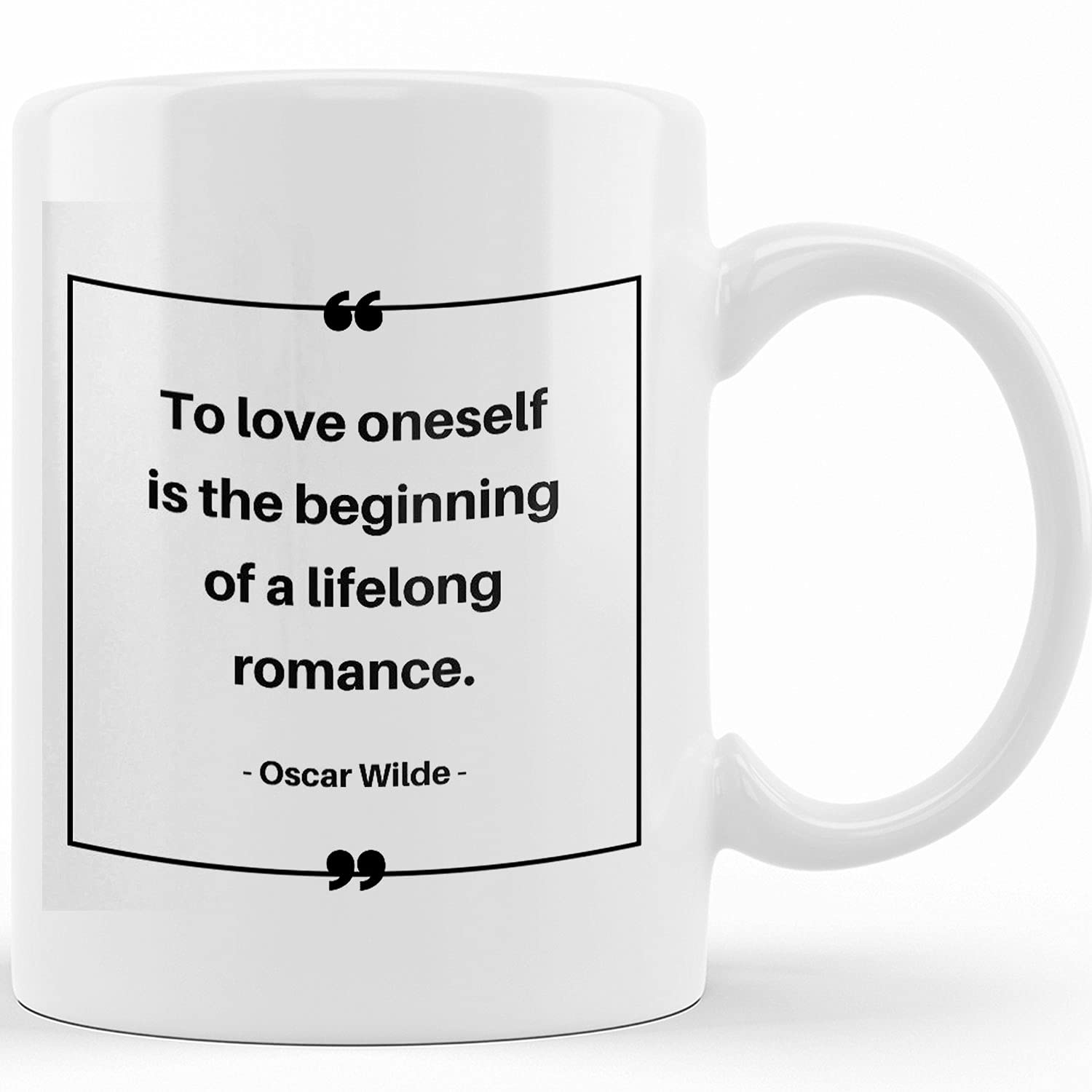 Personalized Oscar Wilde Coffee Mug - 'To Love Oneself Is The Beginning of a Lifelong Romance' - 11oz & 15oz Ceramic Novelty Mug for Writers, Authors & Book Lovers - Perfect Gift for Tea & Coffee Drinkers - Great for Home, Office or Literary-Themed Parties