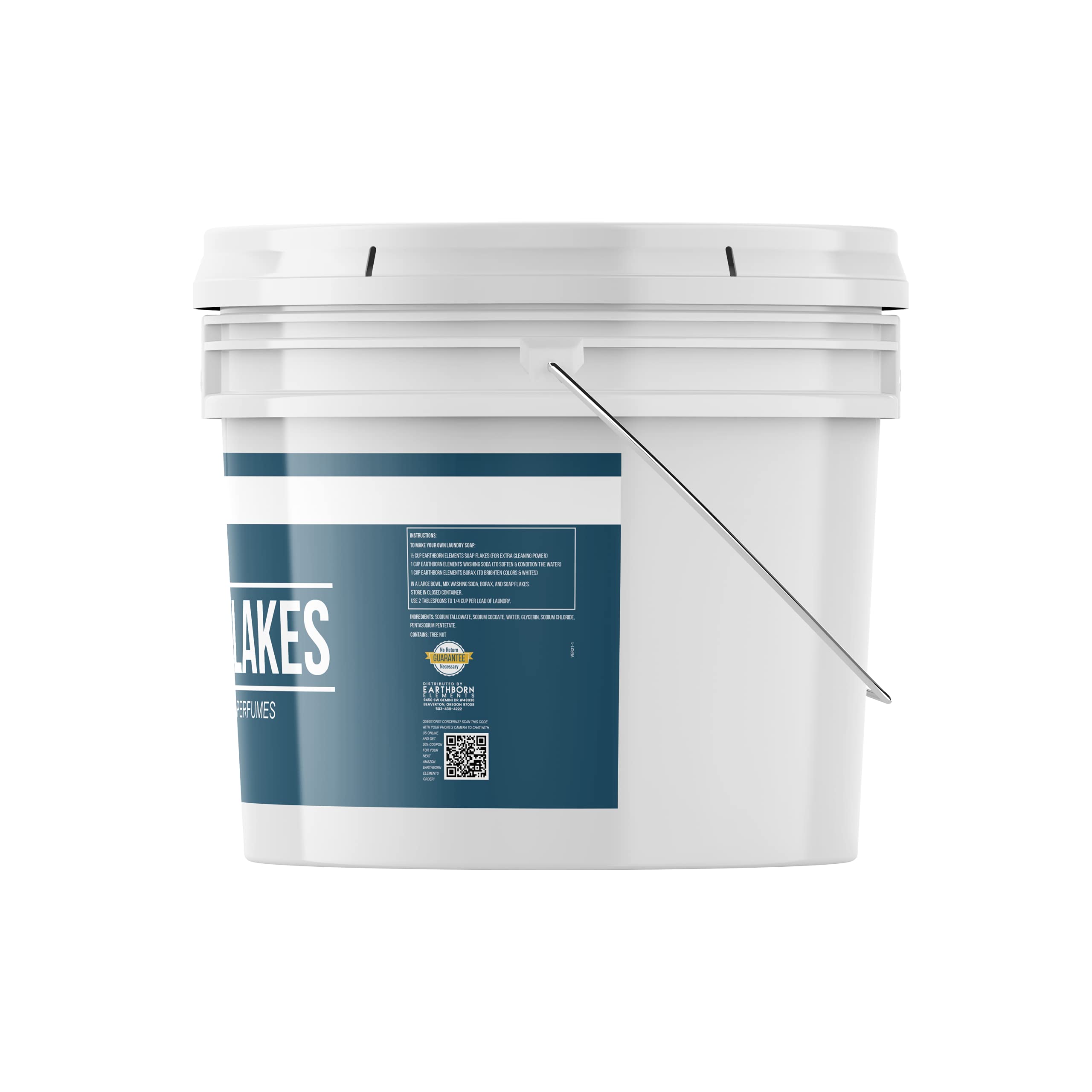 Earthborn Elements Borax Powder, Washing Soda & Soap Flakes 3-Pack (1 Gallon Each) | Multi-Purpose Cleaning & Laundry Supplies | Resealable Buckets | Perfect for DIY Detergents, Household Cleaning & Stain Removal
