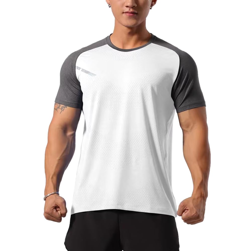GYMAPE Men's Quick-Dry Breathable Workout T-Shirt for Gym, Running & Fitness - Lightweight Muscle Tee for Active Lifestyle
