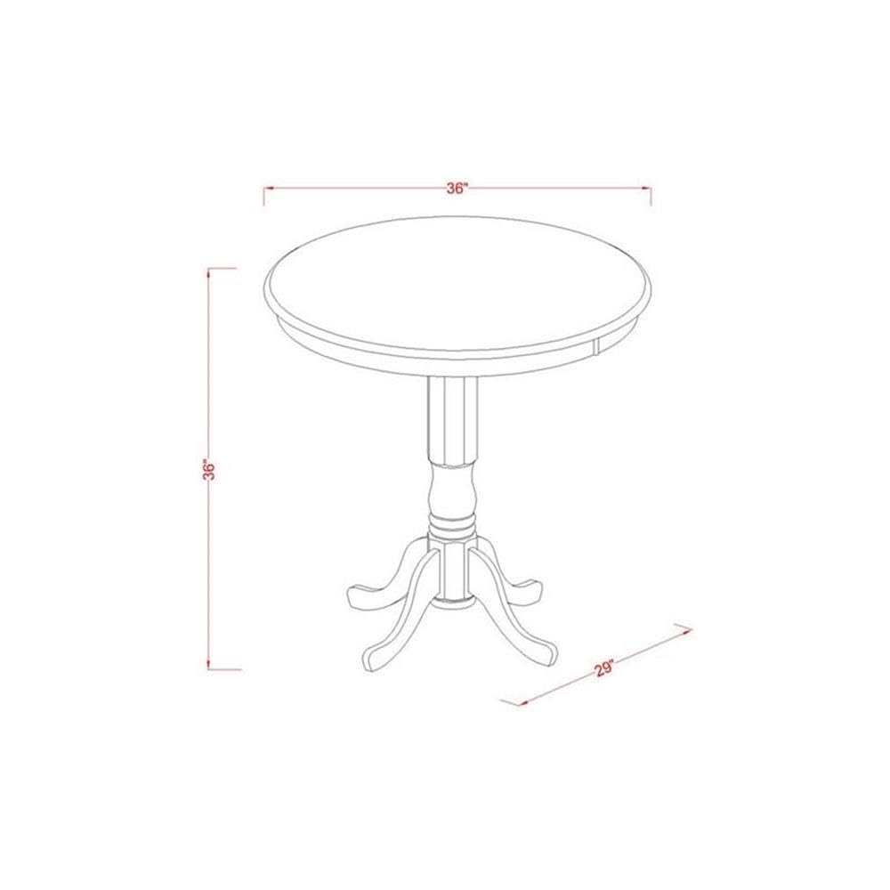 East West Furniture 3-Piece Kitchen Counter Height Dining Set - 36x36 Inch Round Oak Table with Pedestal Base & 2 Matching Chairs | Perfect for Small Spaces, Breakfast Nooks & Apartment Dining Areas