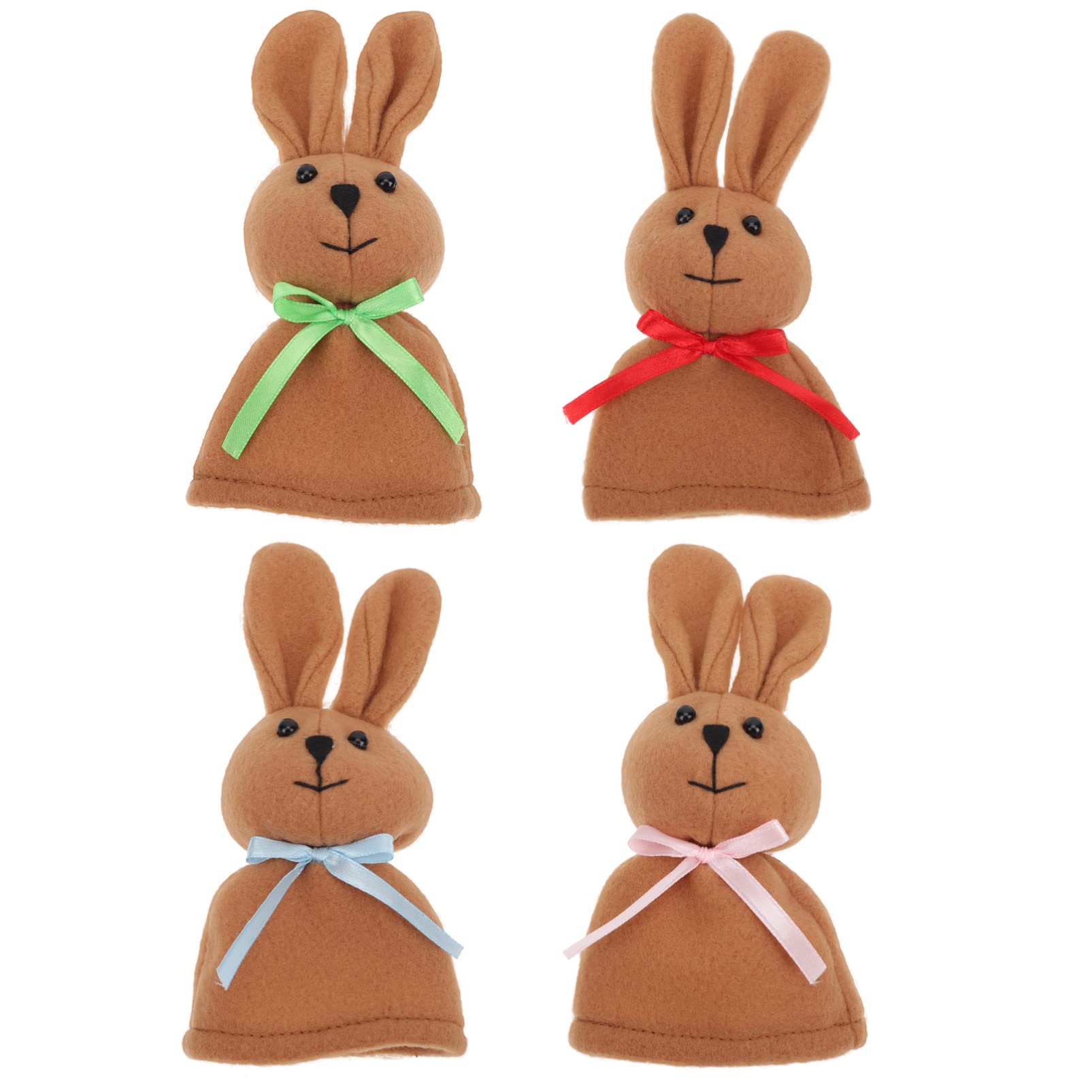 4Pcs Bunny Egg Utensil Holders - Easter Cutlery & Table Decor Set with Polar Fleece Rabbit Pocket Cover for Easter Party, Dinner, and Festival Decorations | Perfect for Holiday Table Settings, Kitchen Organizers, and Spring Home Decor