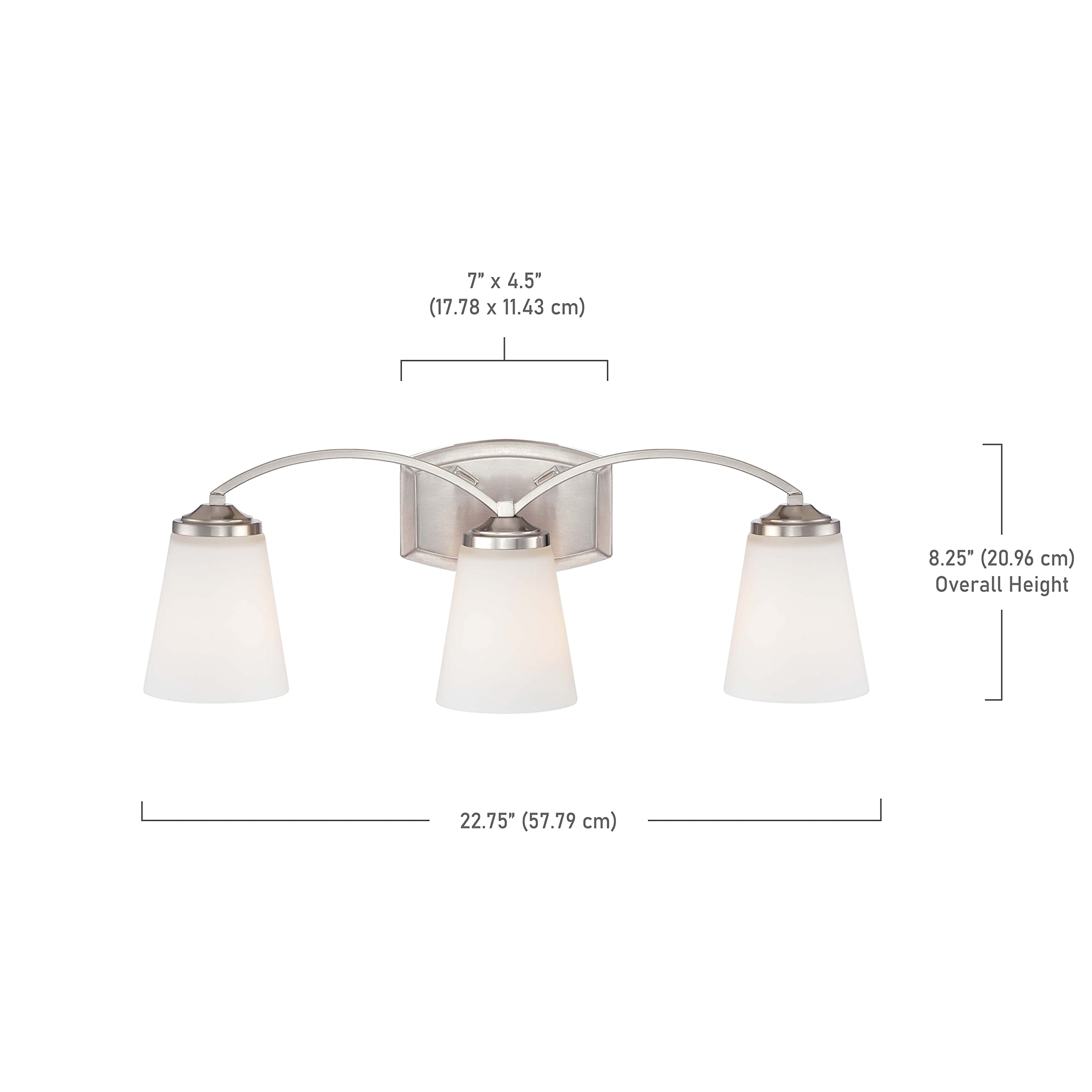 Minka Lavery 6963-84 Nickel 3-Light Bathroom Vanity Wall Sconce with Overland Park Glass - Elegant Lighting for Bathroom, Powder Room, and Dressing Area