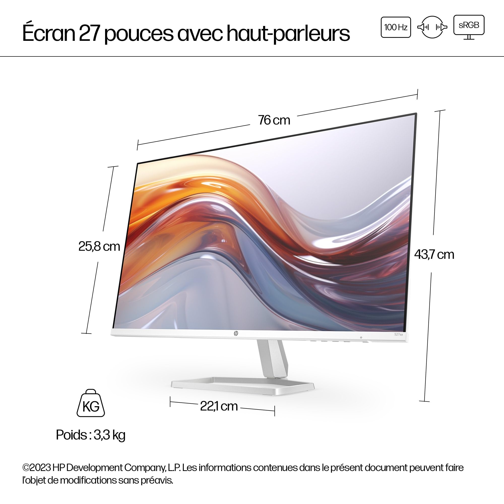 HP Series 5 27-Inch FHD Computer Monitor with Built-in Speakers (1920x1080) - 527sa for Home Office, Gaming & Entertainment