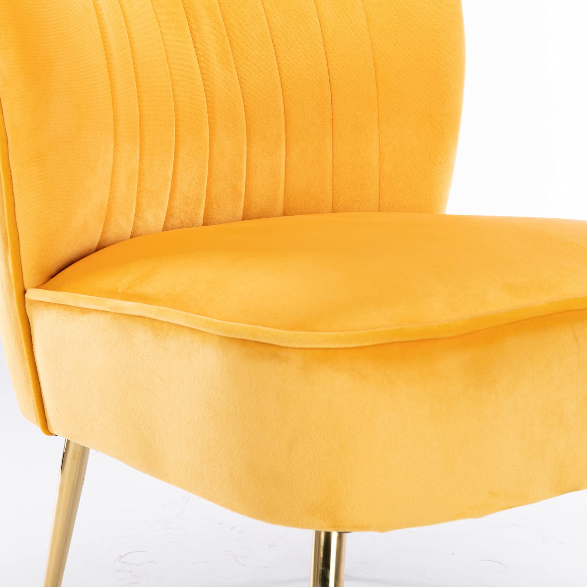 Velvet Accent Chair Set of 2 - Mid Century Modern Armless Slipper Chairs with Golden Legs for Living Room, Bedroom & Guest Room - Soft Wingback Design for Comfortable Seating - Perfect for Home Decor, Lounge & Relaxation