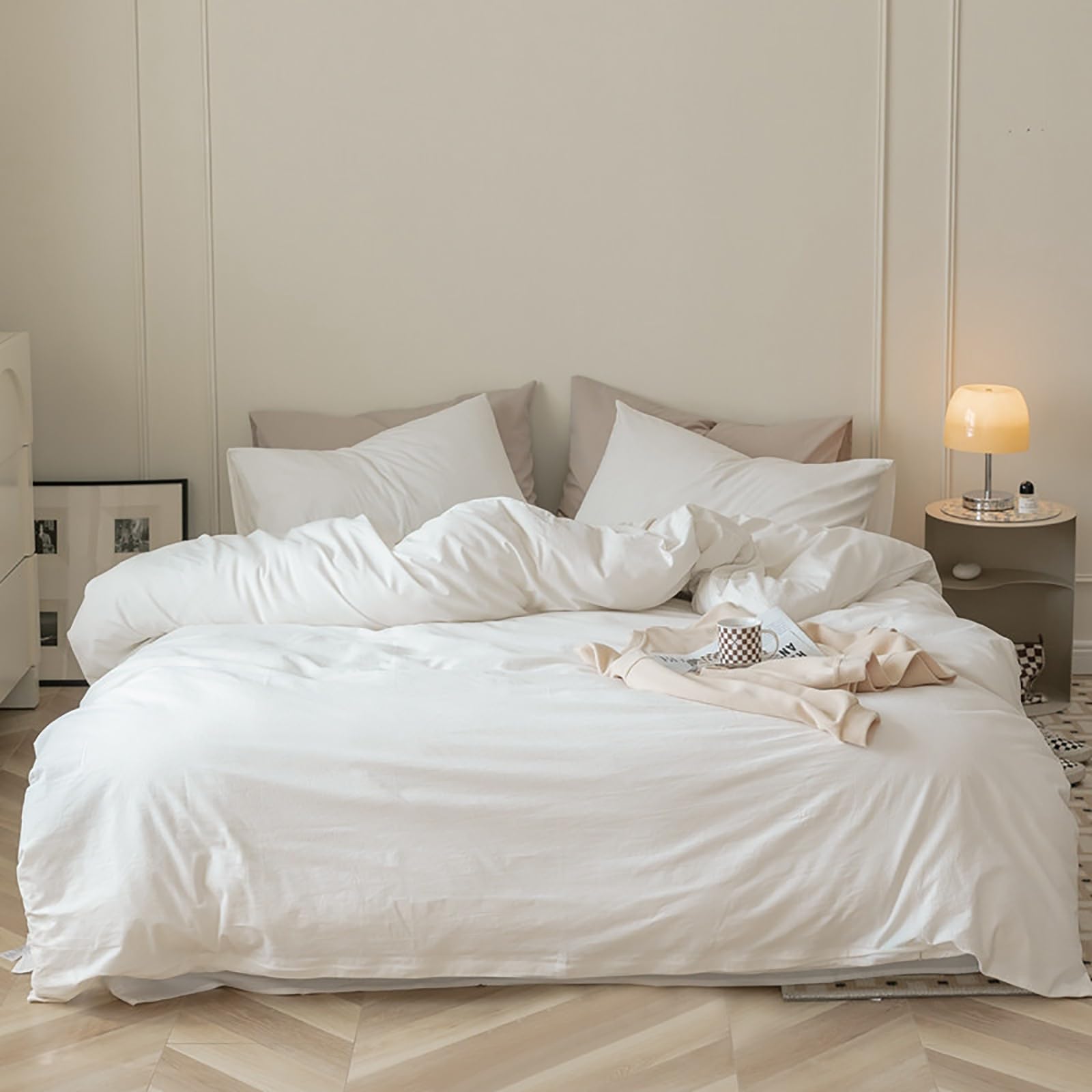 Luxlovery White Comforter Set Twin - Soft Breathable 3-Piece Bedding Set with Solid Quilt & Blanket for Twin Bed | Perfect for Guest Rooms, Dorms & Cozy Bedrooms