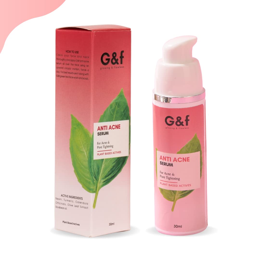 G&F Anti Acne Face Serum - All Natural Acne Treatment & Pimple Solution for Oily, Acne-Prone & Sensitive Skin | Skin Purifying Serum for Men & Women | 30ml | Perfect for Daily Skincare Routine & Blemish Control