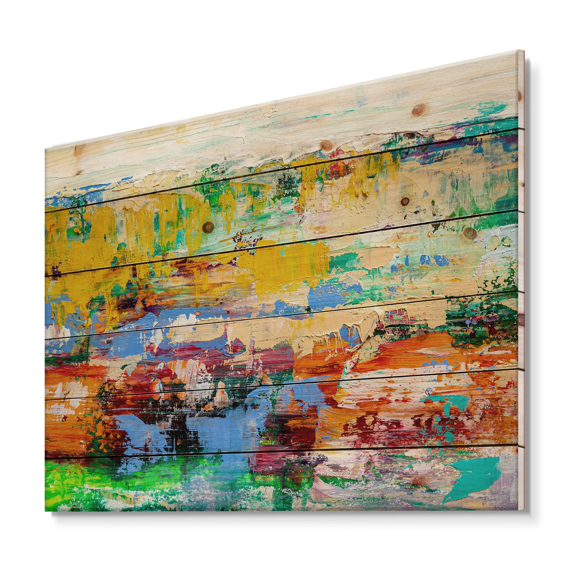 Abstract Wood Wall Art - Modern Multicolor Pine Decor for Living Room
