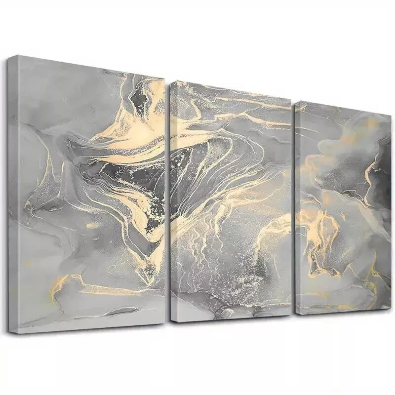 3-Piece Abstract Canvas Wall Art Set with Gold Foil Accents - 50x70cm Framed Ready-to-Hang Modern Home Decor - High Quality Australian Made Prints for Living Room, Bedroom & Office Decor