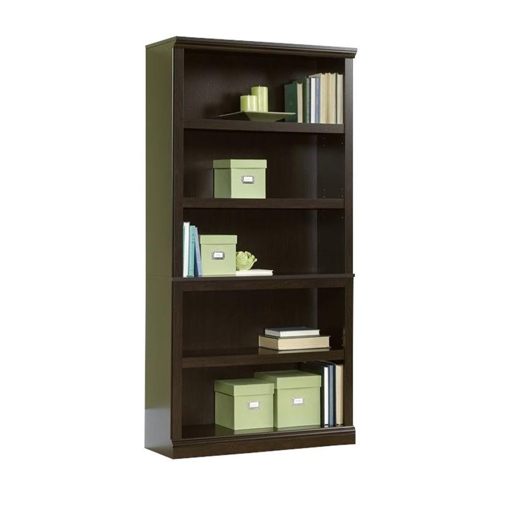 Pemberly Row 5 Shelf Bookcase in Jamocha Wood - Solid Wood Book Shelf for Living Room, Office & Study - Perfect for Organizing Books, Decor & Storage