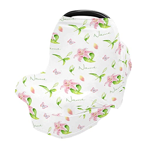 Personalized Baby Name Car Seat Covers - Soft Nursing Cover for Breastfeeding - Cute Baby Shower Gifts for Boys & Girls - Perfect for Travel, Nursing in Public & Newborn Photo Shoots