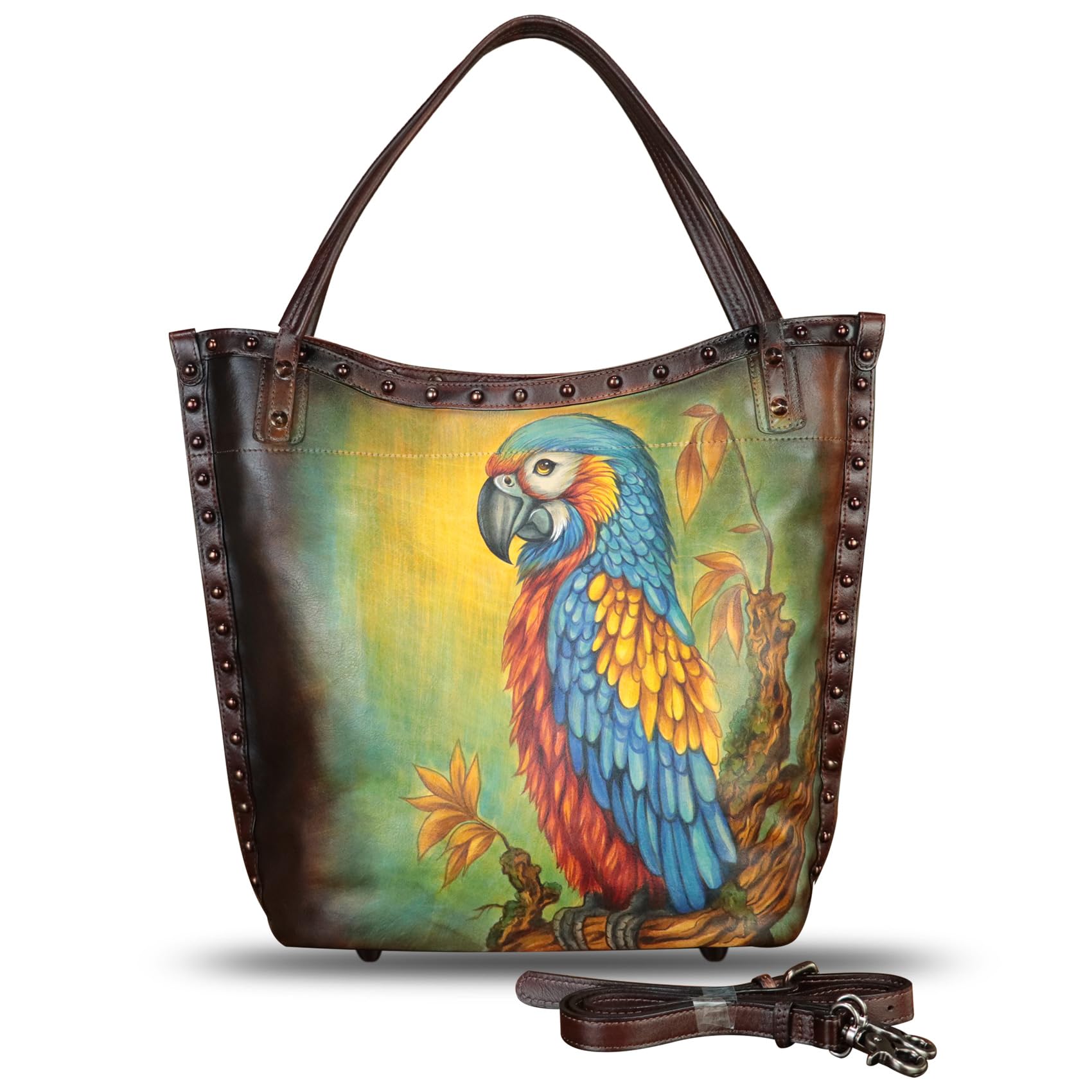 Handmade Genuine Leather Shoulder Bag for Women - Hand Painted Crossbody Purse, Work Tote & Casual Handbag | Perfect for Office, Travel & Everyday Use