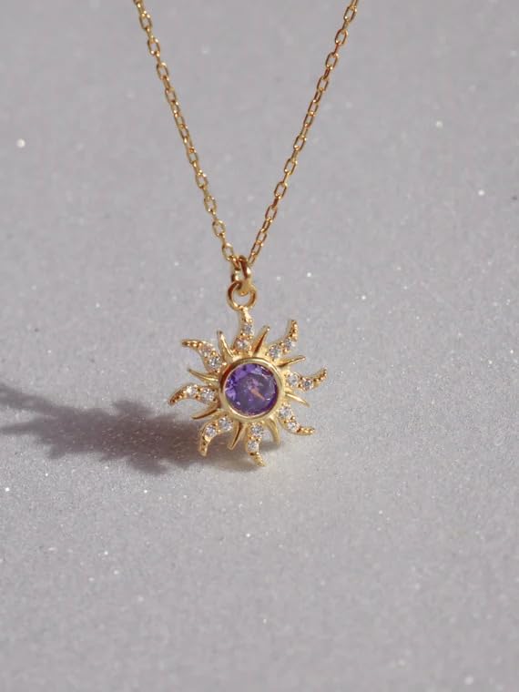 Rapunzel Sun Necklace - 925 Sterling Silver Princess Jewelry (Gold Plated) - Perfect Gift for Birthday, Anniversary & Disney Fans