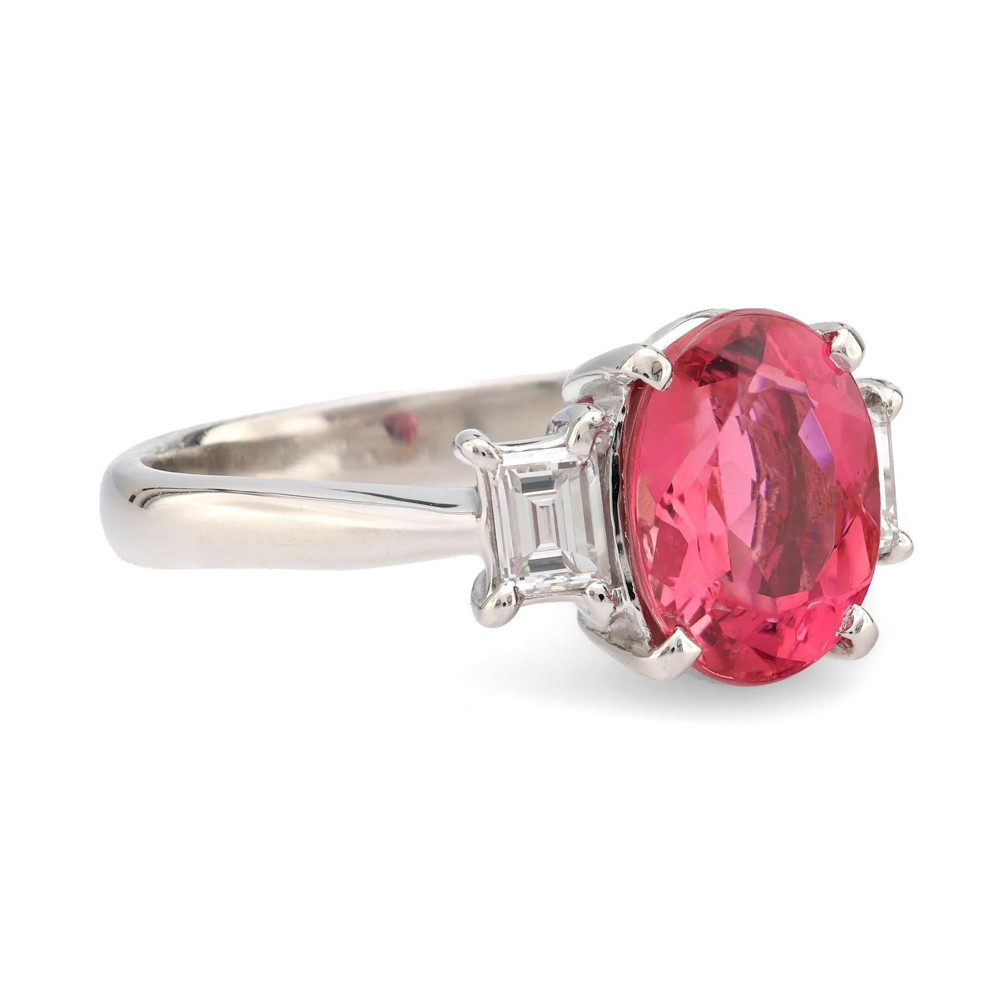 1.93 Carat Pink Tourmaline Diamond Platinum Ring - Elegant Engagement & Wedding Jewelry for Women