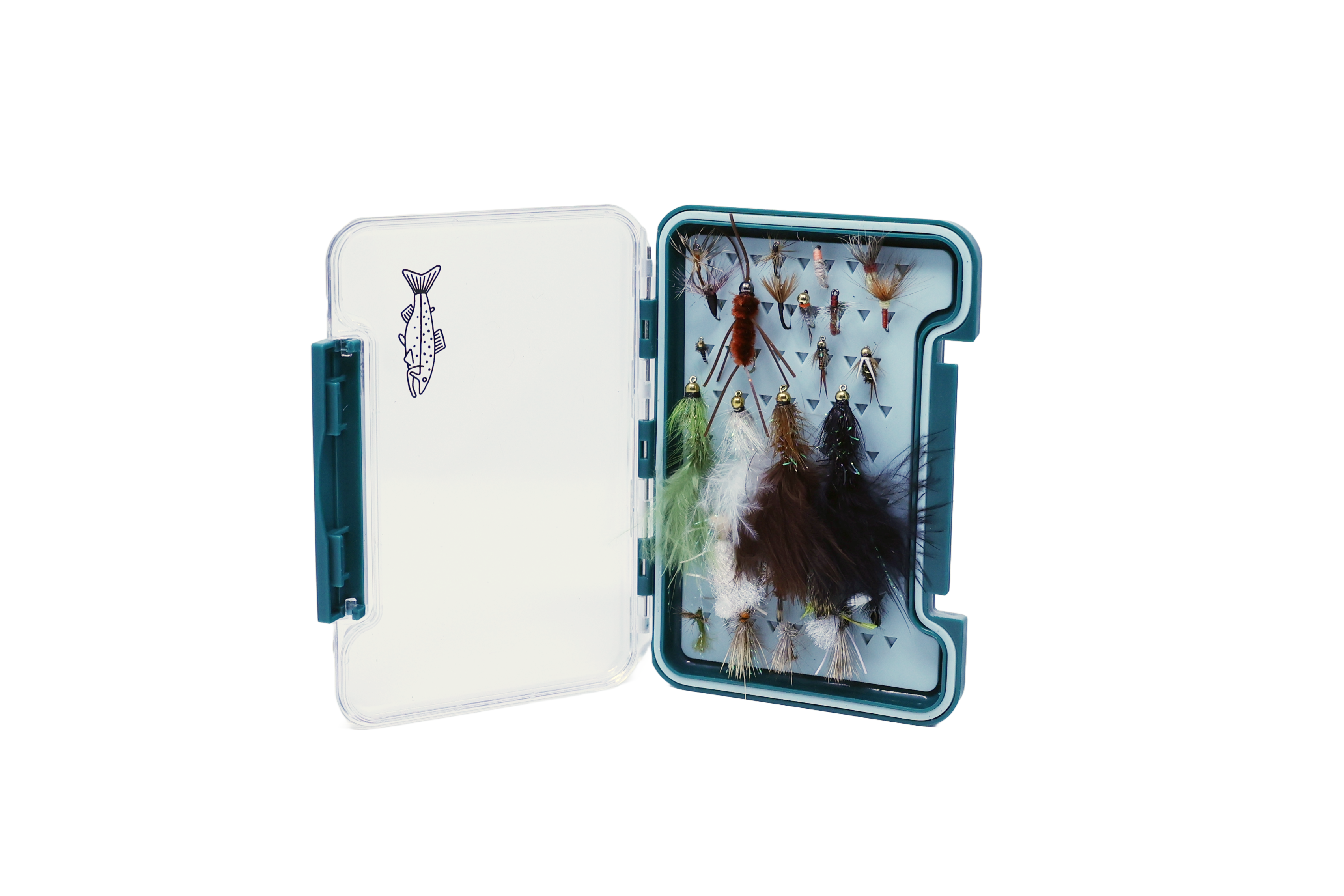 Drew's Premium Fly Fishing Box - 24 Hand-Tied Flies for Trout & Bass | Perfect for Streams, Rivers & Lakes | App-Exclusive Offer