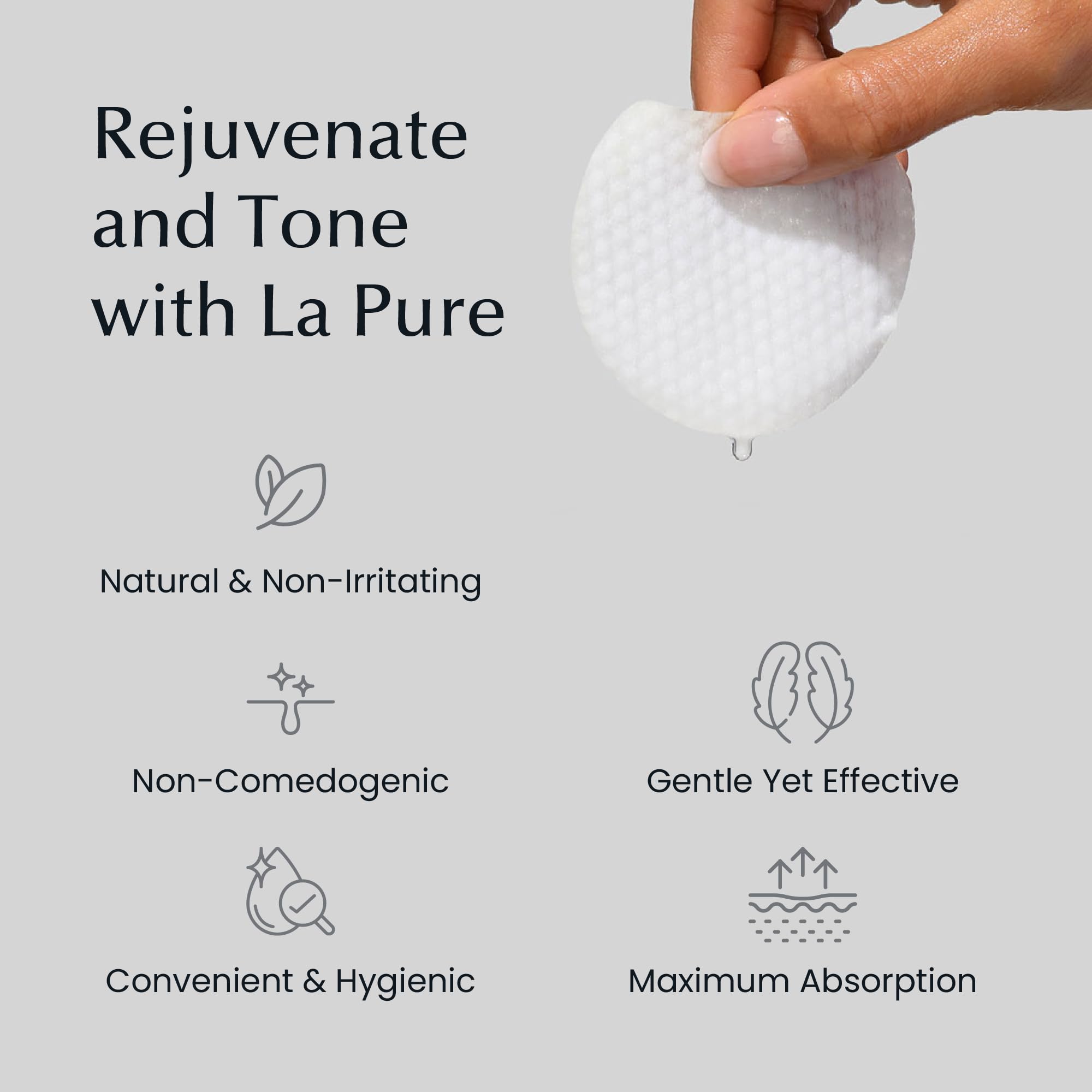 La Pure Witch Hazel & Centella Toner Pads - Hydrating Korean Skincare for Sensitive Skin | Daily Pore Care & Exfoliation