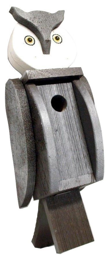 Large Amish Handmade Owl Birdhouse - Durable Wooden Bird House for Outdoor Garden Decoration & Bird Watching