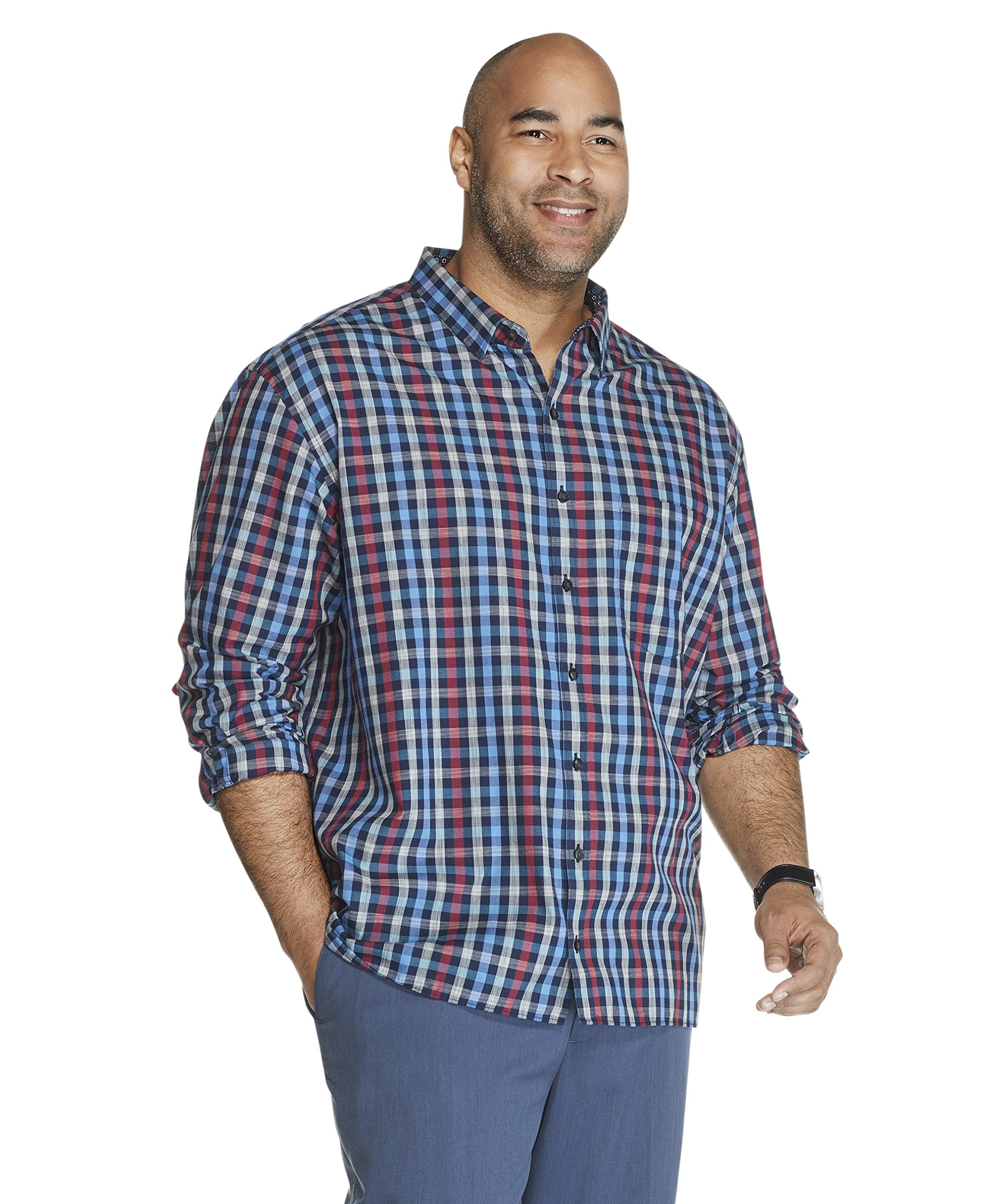 Van Heusen Men's Big & Tall Never Tuck Long Sleeve Dress Shirt - Comfortable Office Wear & Formal Occasions