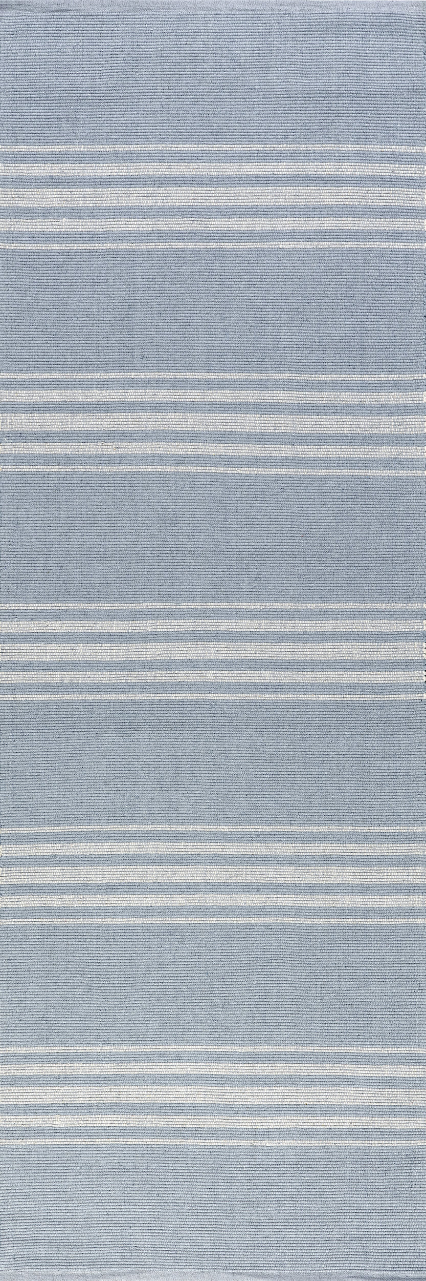 Bergamot Striped Cotton Rug - Blue Grey Handwoven Area Rug for Living Room, Bedroom & Nursery | Soft & Durable Home Decor