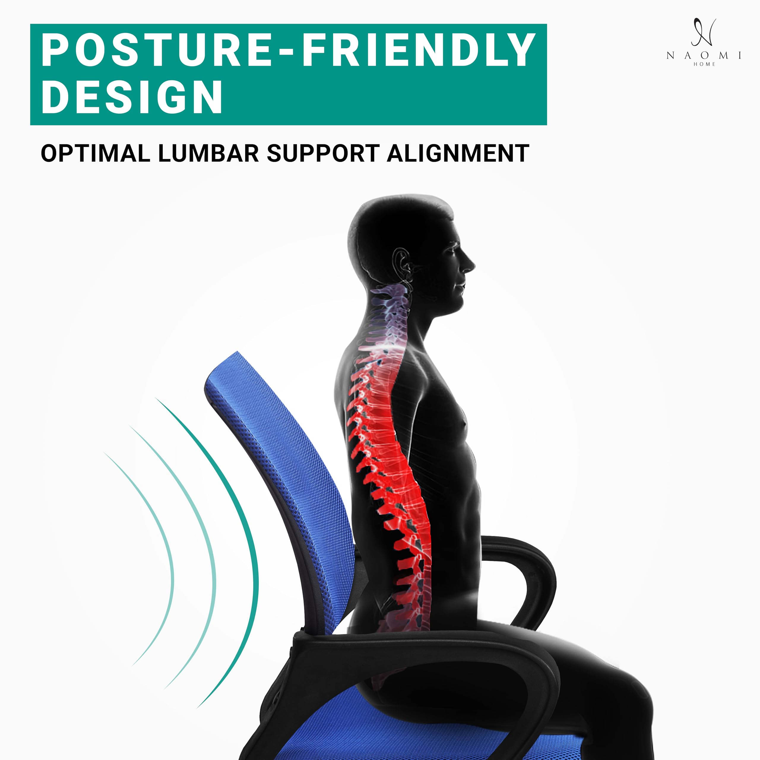 Ergonomic Home Office Desk Chair with Adjustable Lumbar Support - Comfortable Swivel Rolling Computer Chair for Small & Tall Desks, White Executive Chair for Office & Gaming - Perfect for Work from Home, Online Classes & Long Hours Sitting