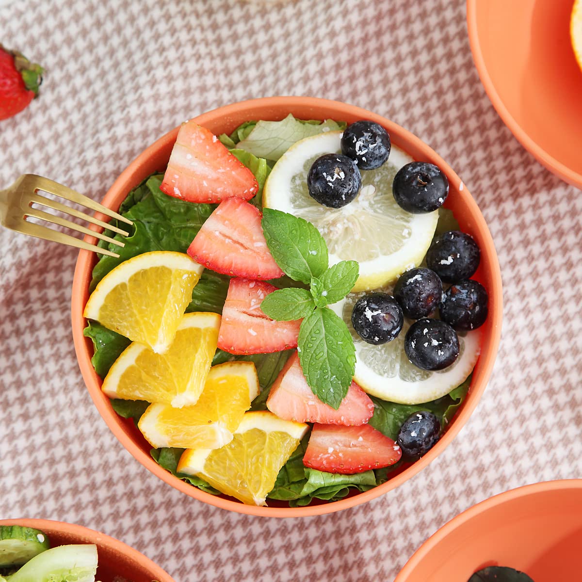 Kyraton 8-Piece Plastic Cereal Bowls 26oz - Unbreakable, Reusable & Lightweight BPA-Free Bowls for Rice, Noodles, Soup, Snacks, Salad & Fruit - Dishwasher Safe (Orange) - Perfect for Family Dinners, Picnics, Camping & Office Lunches