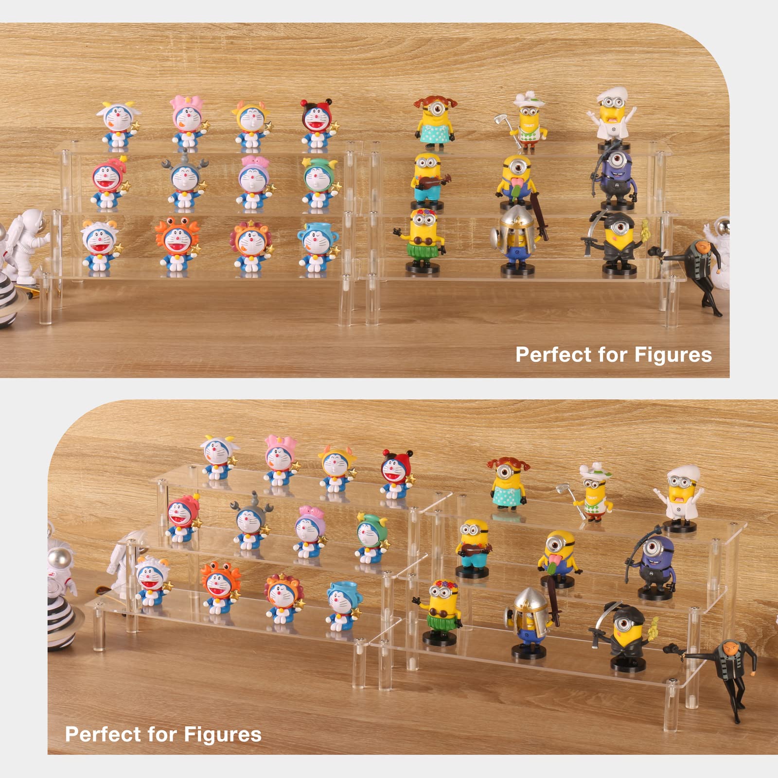 Acrylic Display Risers - Perfume & Cosmetic Organizer Shelf for Figures, Desserts, Lotions, Creams & Cologne - Perfect for Retail Stores, Bathroom Vanity & Makeup Counter Display