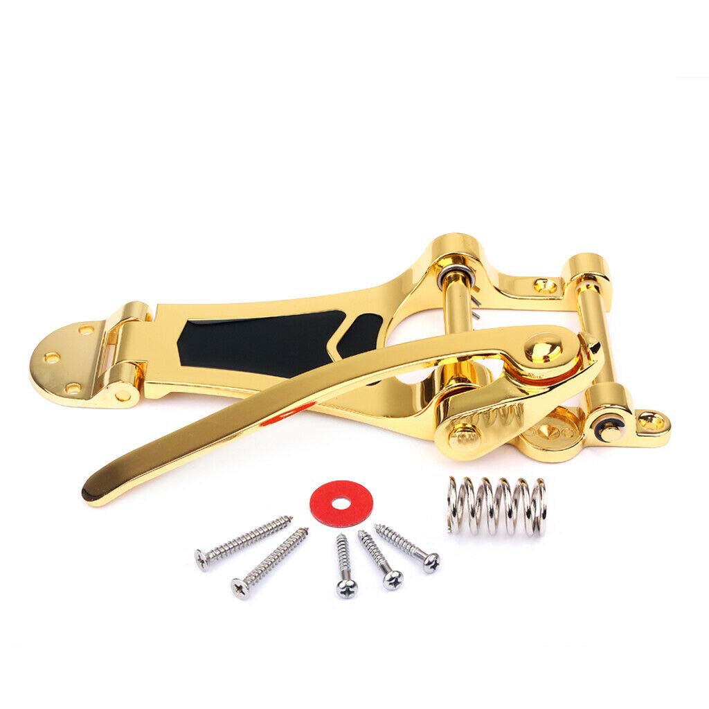 Premium Golden Tremolo Vibrato Bridge Tailpiece for Archtop & Les Paul Guitars - High-Quality Guitar Parts for Smooth Vibrato Effects - Perfect for Jazz, Blues, and Rock Performances