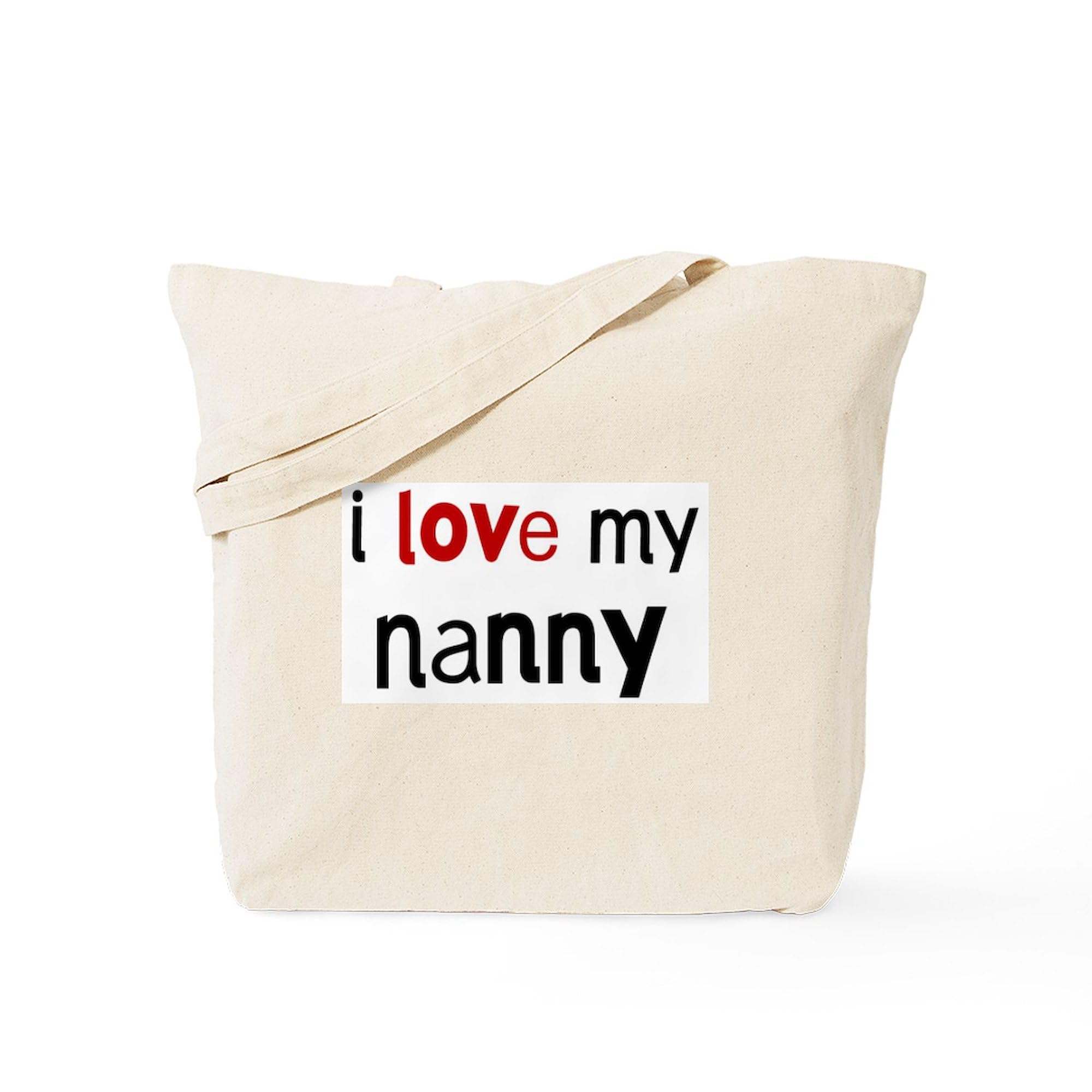 I Love My Nanny Natural Canvas Tote Bag - Reusable Shopping Bag for Nannies, Caregivers & Grandparents - Perfect for Groceries, Work & Daily Errands