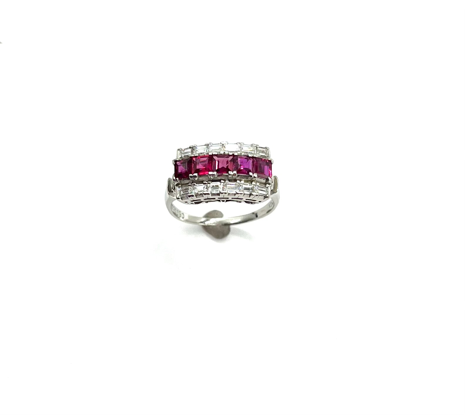 Vintage Platinum Ruby and Diamond Ring – Elegant Antique Jewelry for Women, Perfect for Weddings, Anniversaries & Special Occasions