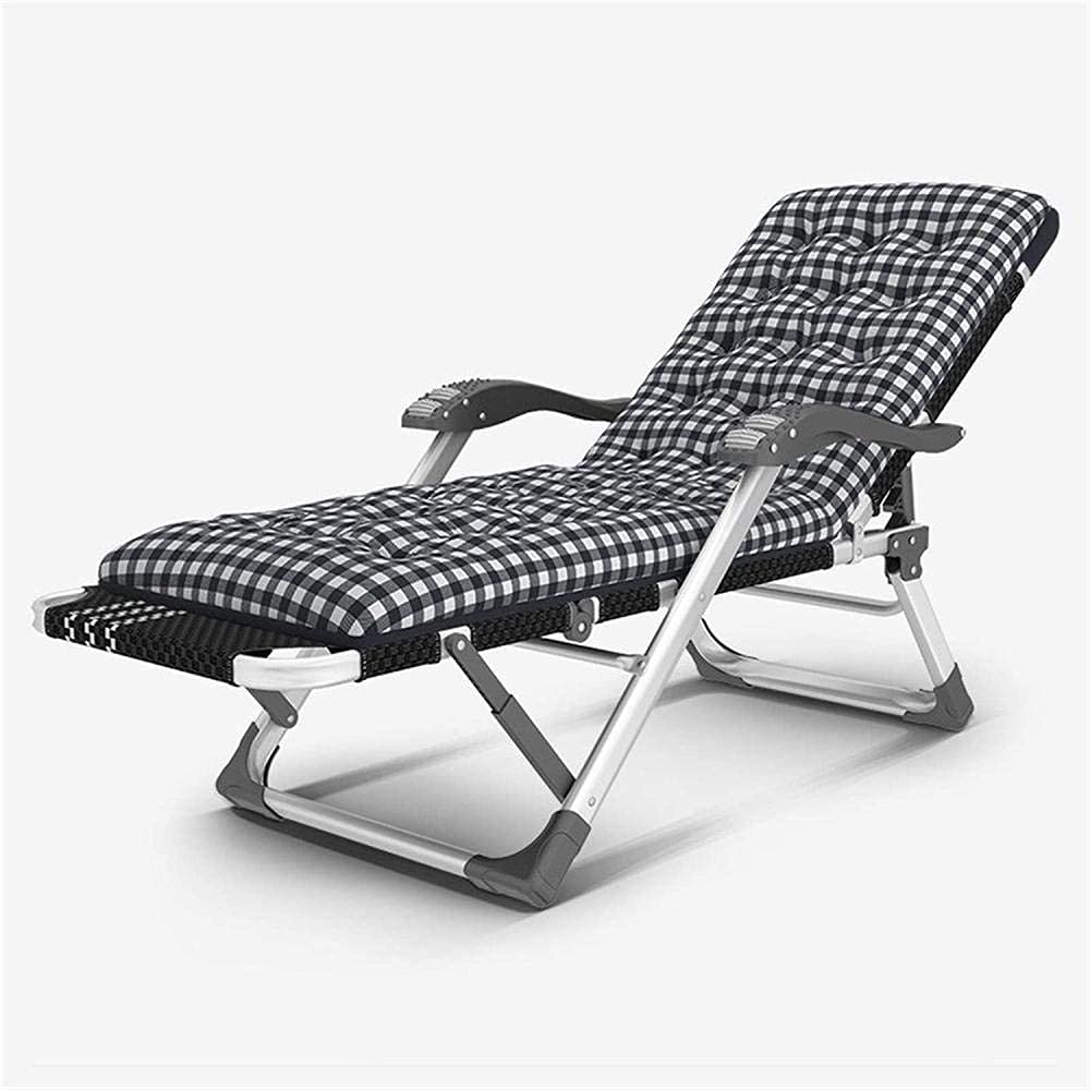 White & Black Adjustable Folding Outdoor Lounge Chair with Cushion - Garden Recliner, Sun Lounger for Poolside, Beach, Patio, Camping & Backyard Relaxation | Weather-Resistant Comfort for Outdoor Living