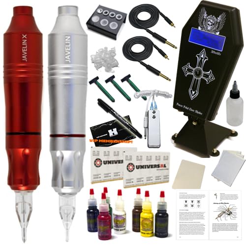 Professional Javelin Tattoo Pen Kit with 7 Vibrant Ink Colors - Perfect for Beginners & Artists, Home & Studio Tattoo Practice