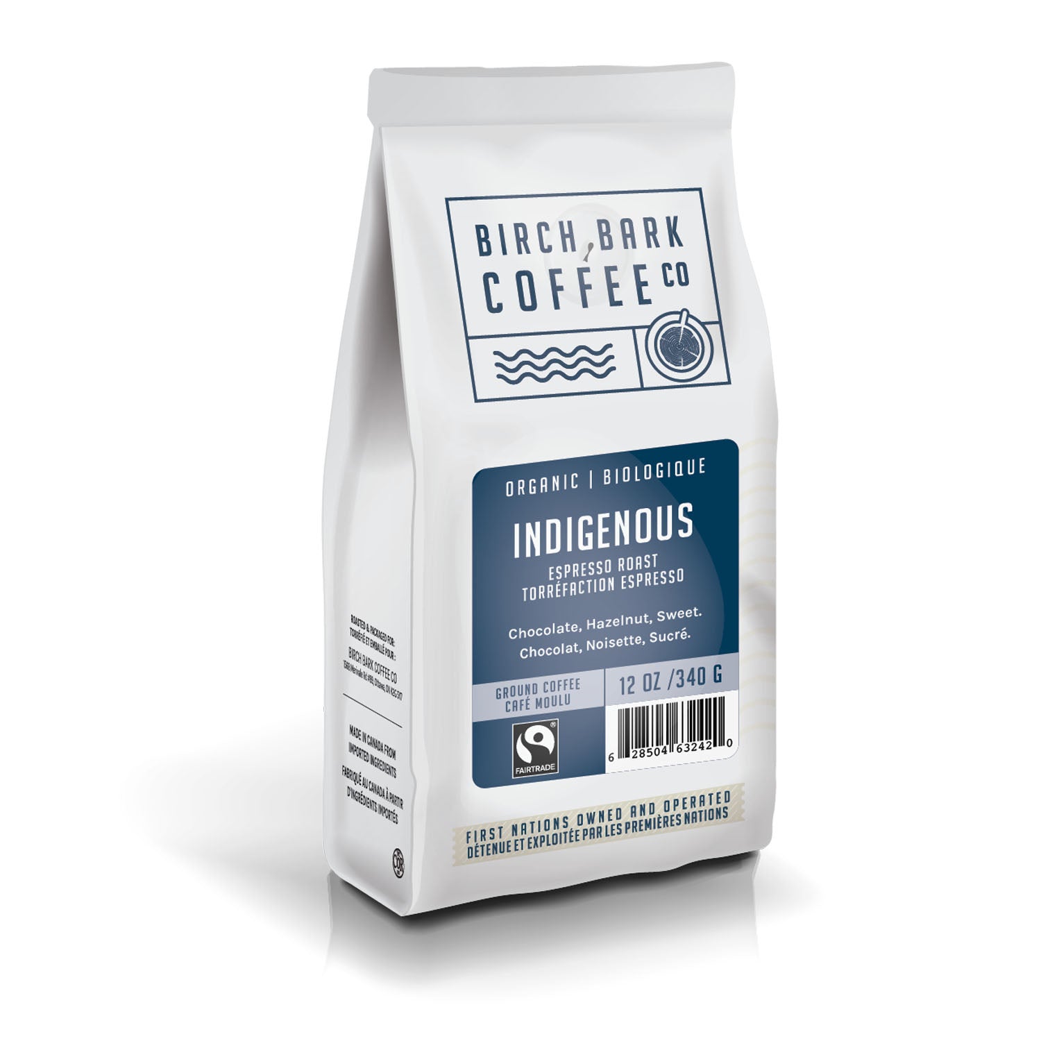 Organic Birch Bark Indigenous Espresso FTO Ground Coffee - 12oz Bag | Fair Trade, Ethically Sourced | Perfect for Morning Brew, Camping & Gifts