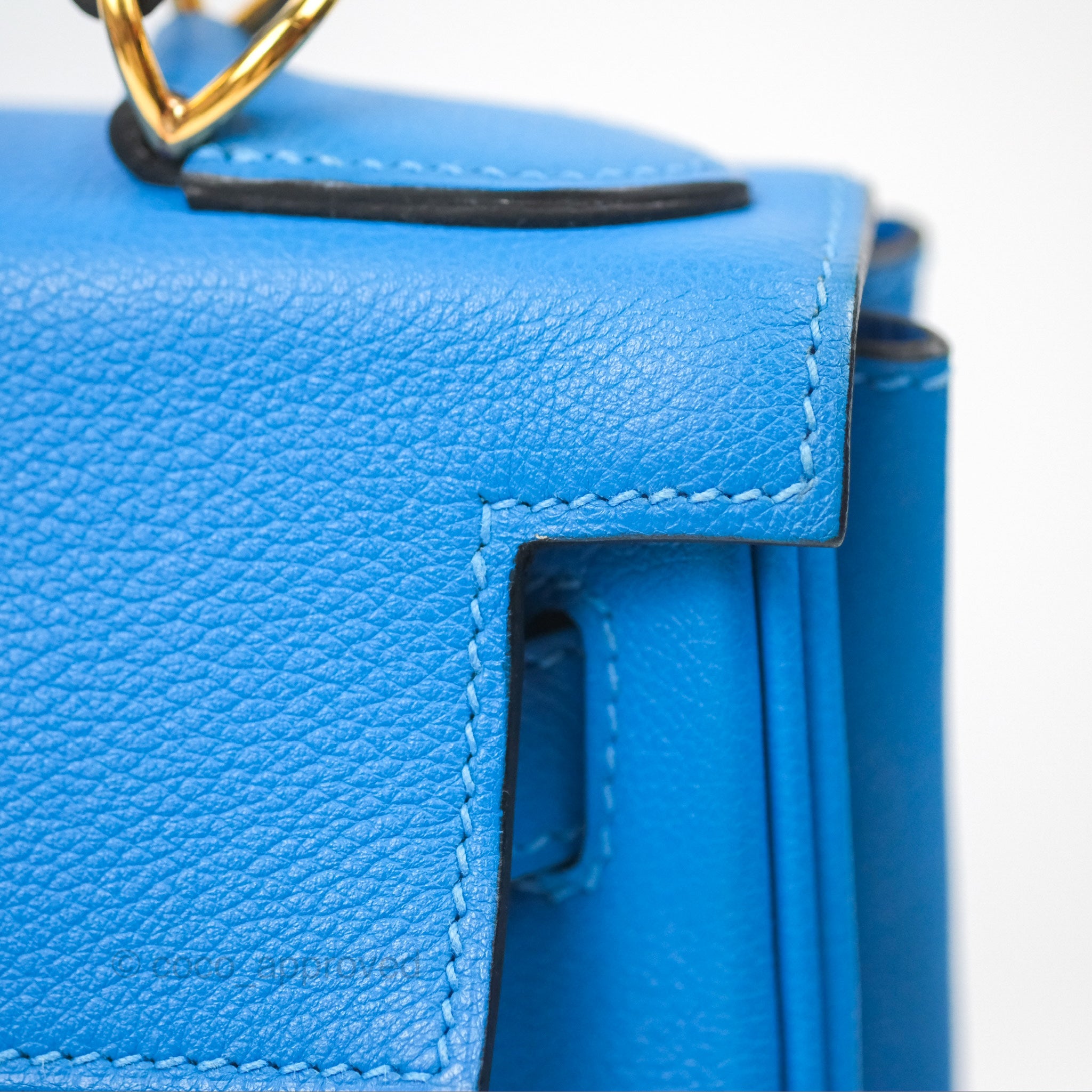 Authentic Hermès Retourne Kelly 28 Handbag in Blue Evercolor Leather with Gold Hardware - Luxury Designer Bag for Women, Perfect for Work, Travel & Special Occasions