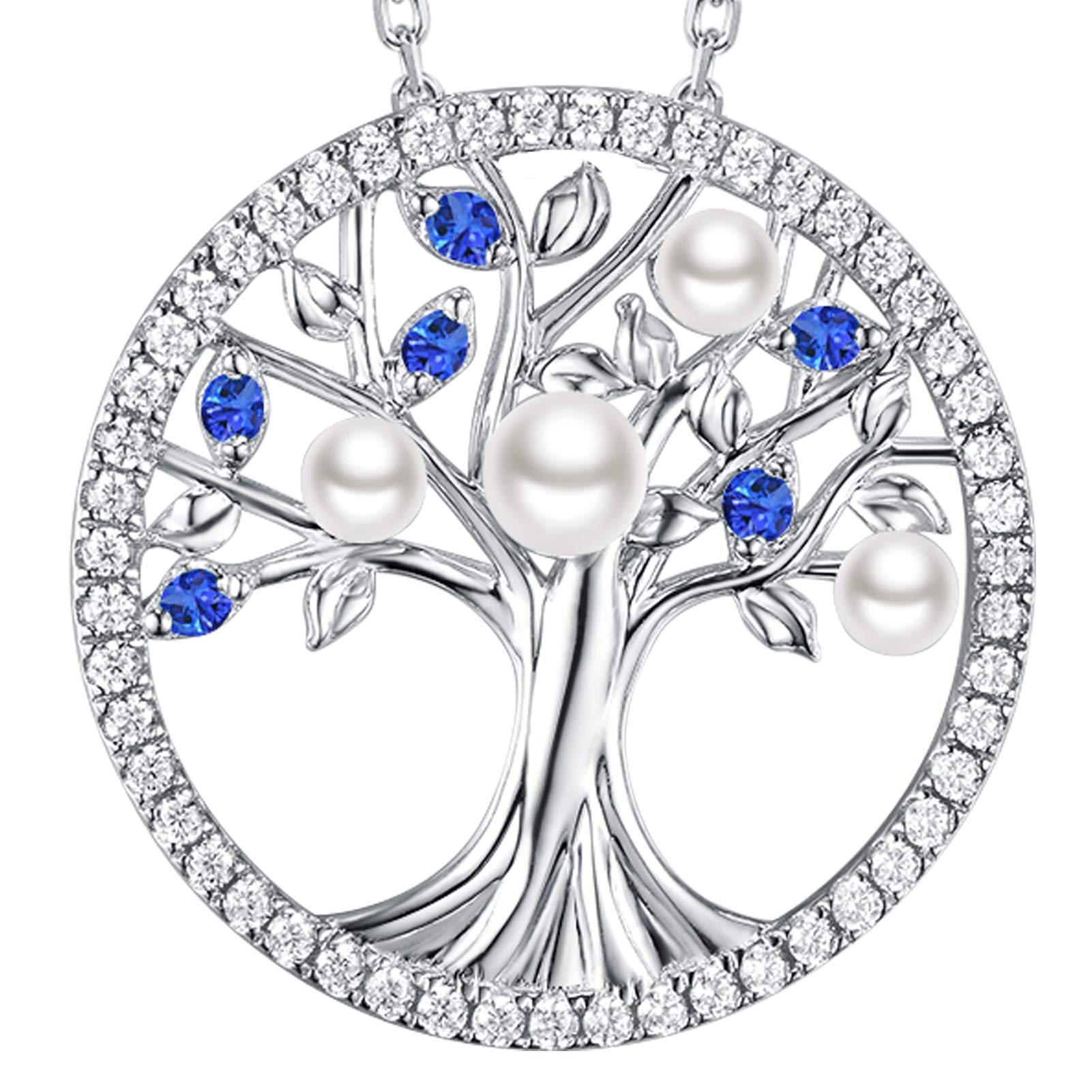 ELDA & CO. Tree of Life Necklace for Women - 925 Sterling Silver with August & September Birthstones (Peridot & Blue Sapphire) - Elegant Jewelry Gift for Wife, Mom, Her - Perfect for Birthday, Anniversary & Everyday Wear