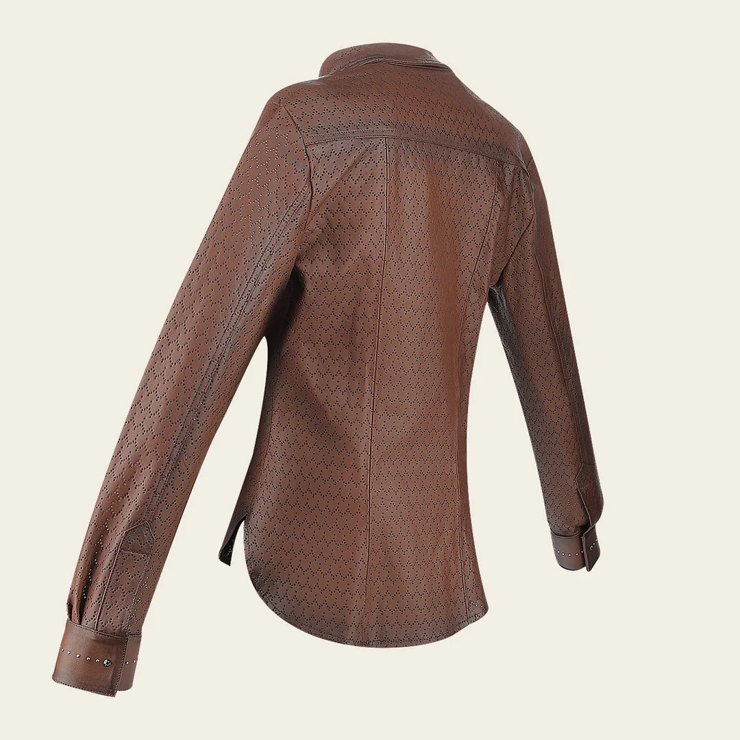 **M353COC Women's Western Fashion Brown Lambskin Leather Camisole - Stylish & Comfortable for Cowgirl Outfits, Rodeo Events & Casual Wear**