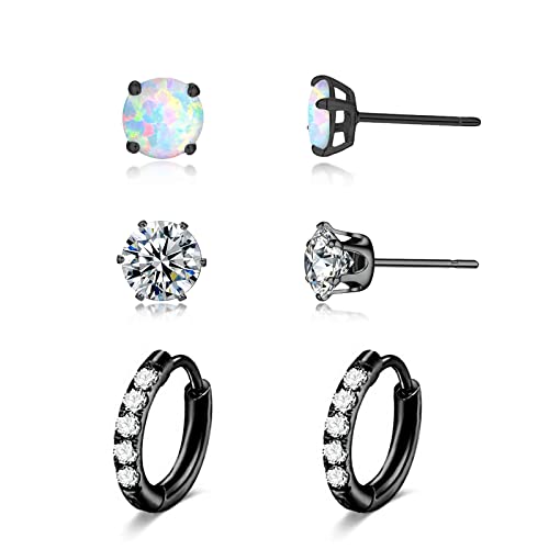 3 Sets Black Gold-White Opal