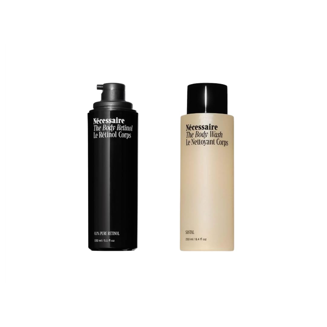 Sandalwood & Retinol Body Wash Duo Set - Hydrating & Anti-Aging Skincare for Dry Skin - Perfect for Daily Shower & Nighttime Routine