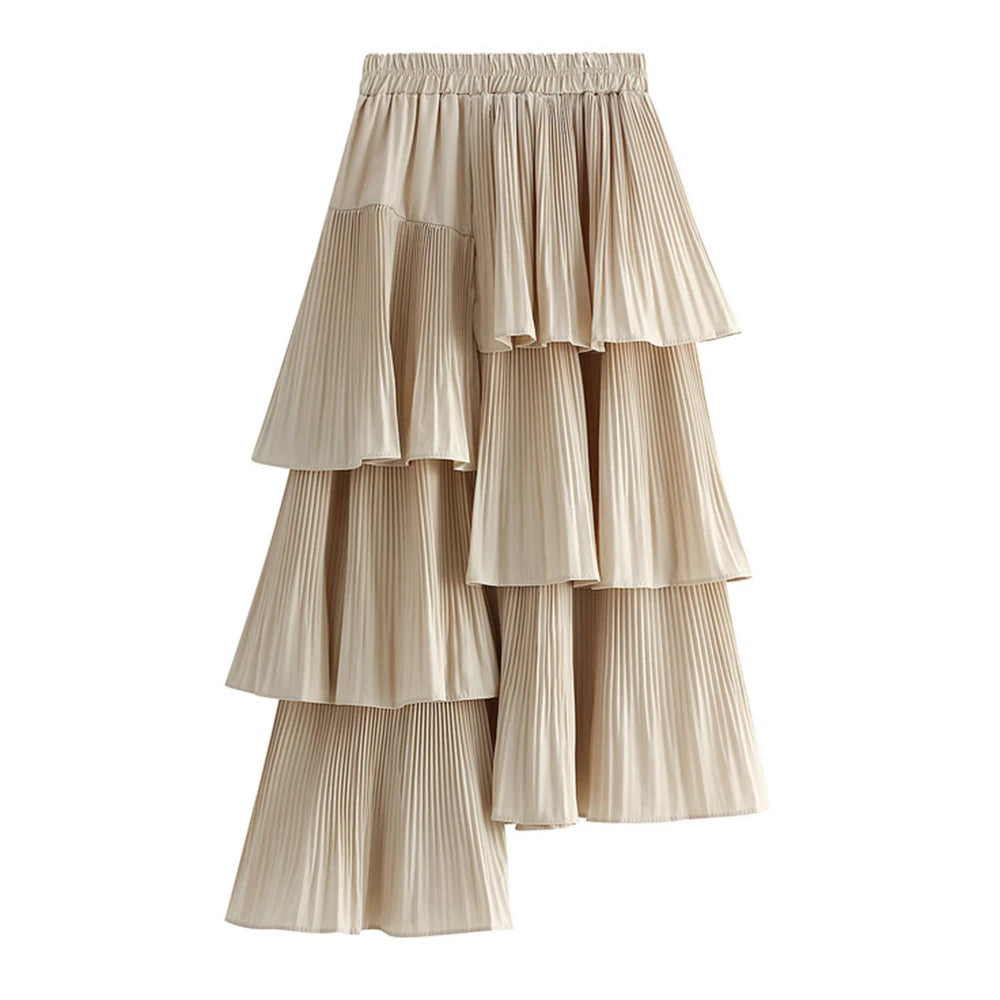Asymmetrical Minimalist Skirts for Women - High Waist Ruffled Hem Irregular Design Fashion Skirt | Perfect for Casual Outings, Date Nights & Office Wear
