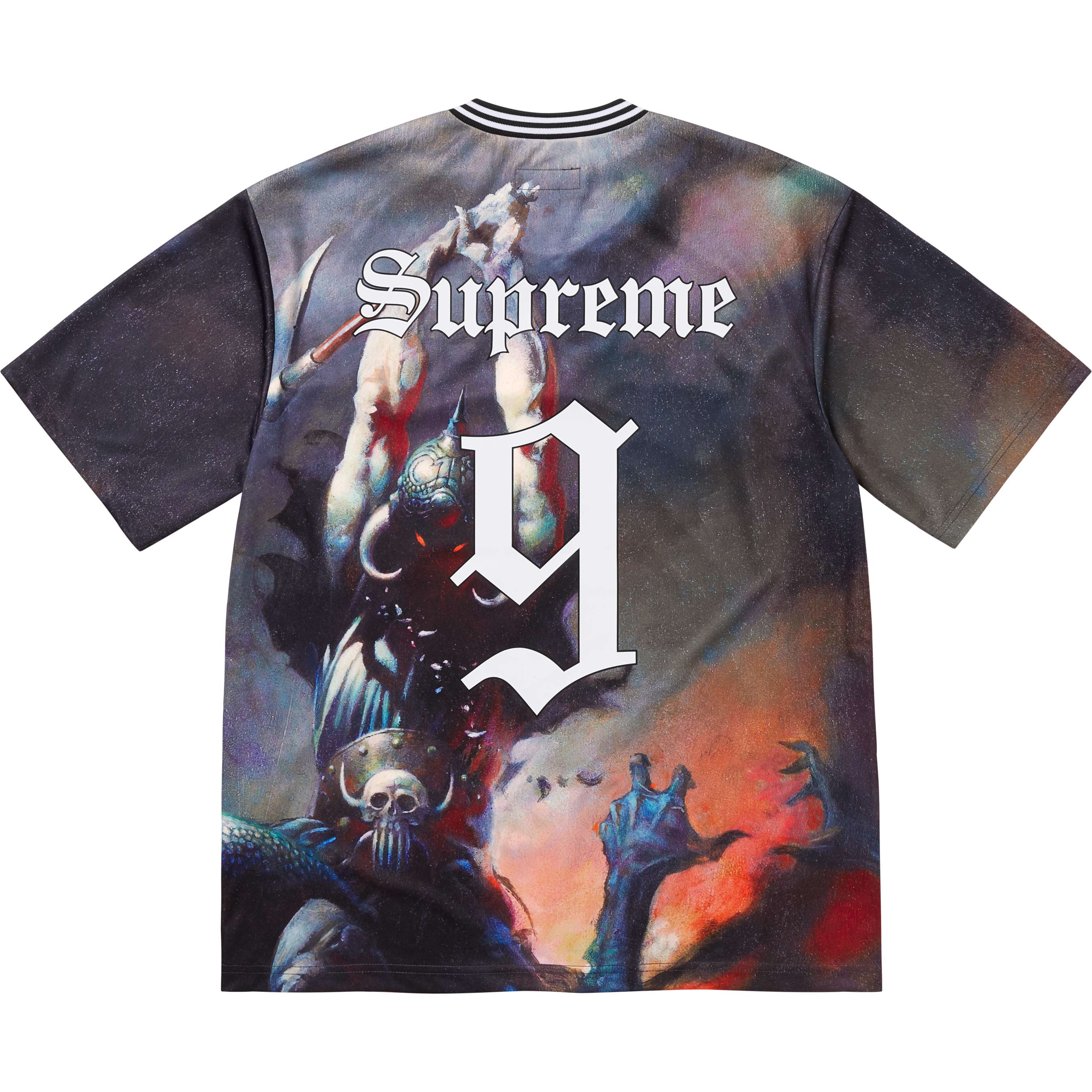 Supreme Frank Frazetta Death Dealer Soccer Jersey - Vintage Graphic Tee for Men - Perfect for Soccer Games, Concerts & Streetwear Fashion