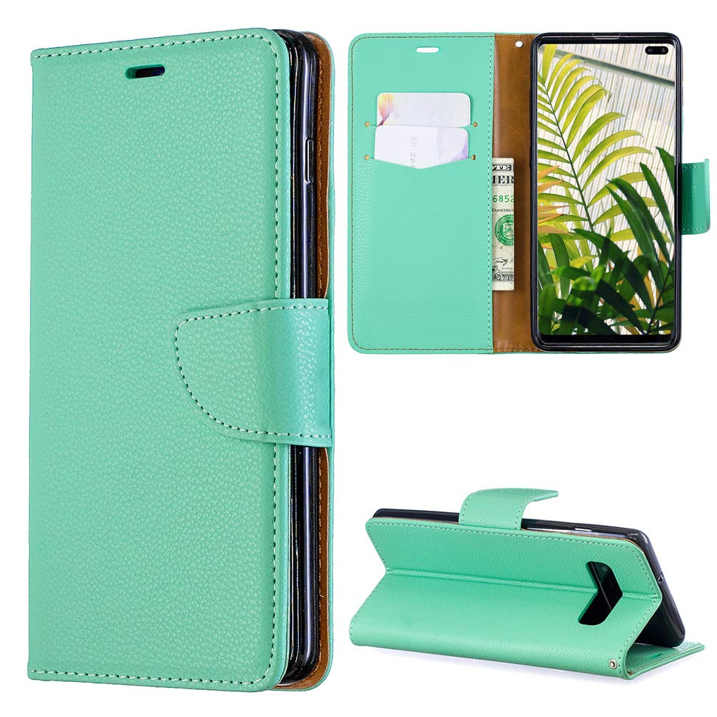Samsung Galaxy S10 Plus Wallet Case with Card Slots & Kickstand - PU Leather Flip Folio Cover with Wrist Strap, Shockproof TPU Bumper for Business & Travel | Slim Protective Phone Case for Daily Use