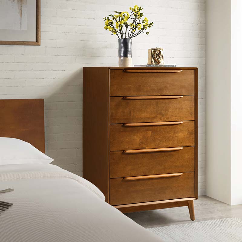 Raimunda 5-Drawer Solid Wood Chest Dresser - Sturdy Bedroom Storage Organizer for Clothes, Linens & Accessories | Perfect for Master Bedroom, Guest Room or Nursery