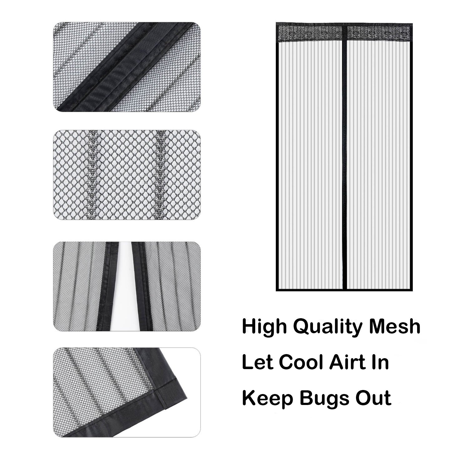 Reinforced Magnetic Window Screen - No Drill, Easy Install for Doors & Windows | 39x78 Inch Black