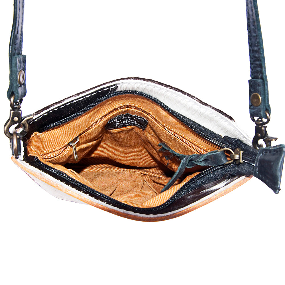 Genuine Leather Women's Western Handbag - American Darling Hand Tooled Hair On Cowhide Purse for Cowgirl Style & Everyday Use